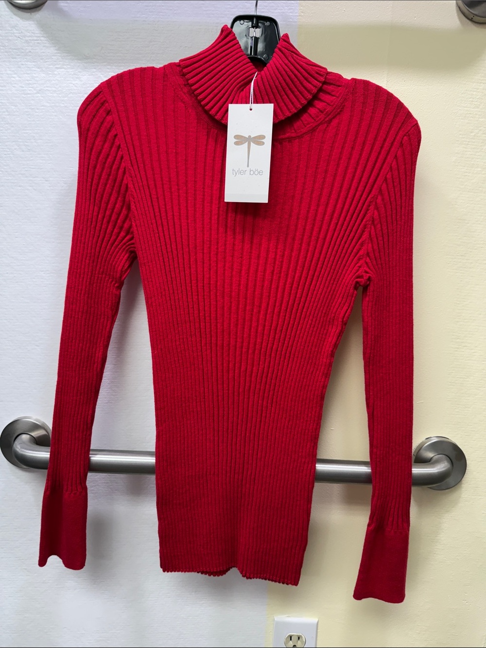 Tyler Boe Vibrant Red Ribbed Turtleneck